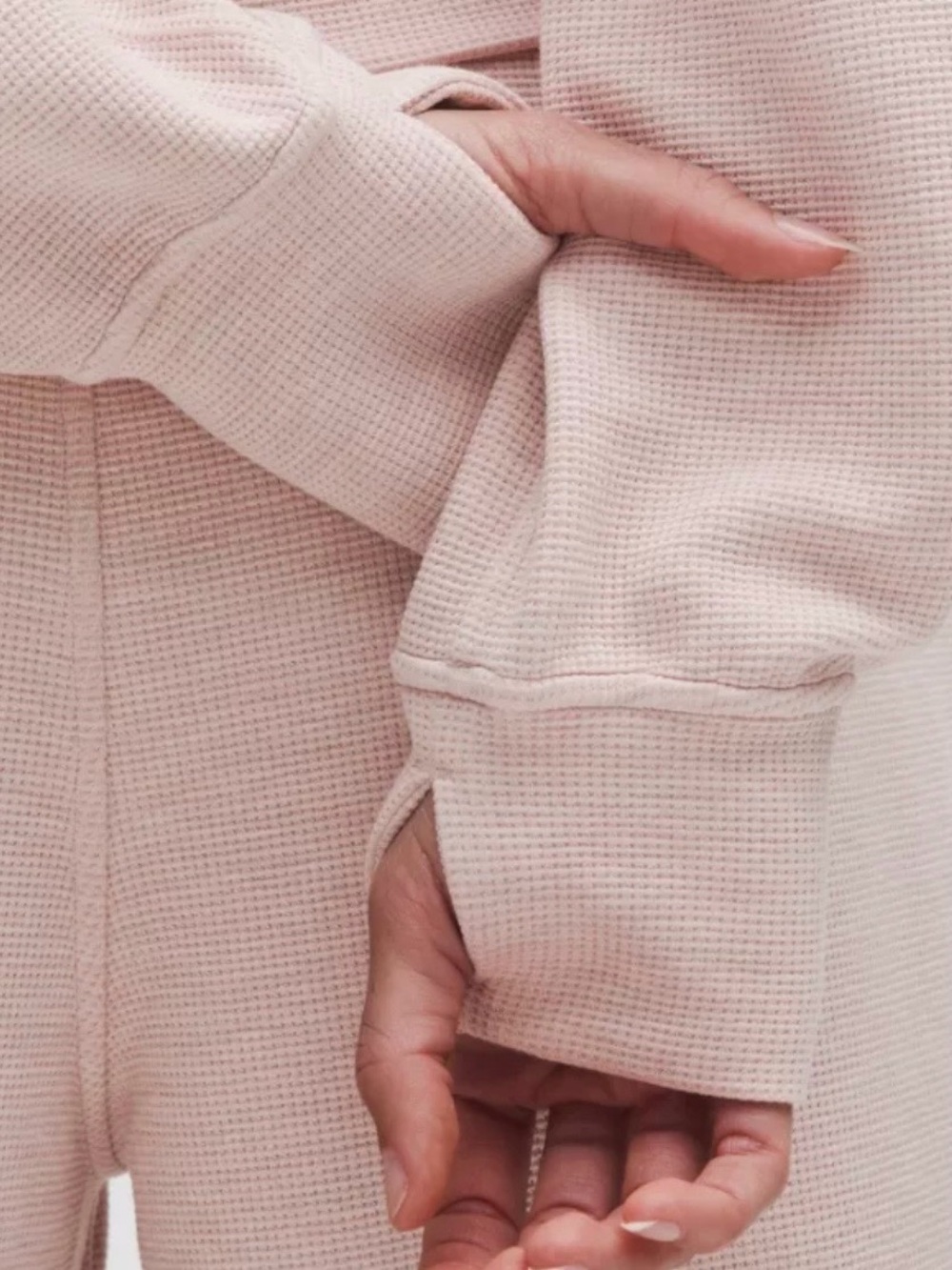 Light Pink Women's Zip-Up Hooded Sweatshirt and sweatpants set - Picture 5 of 5